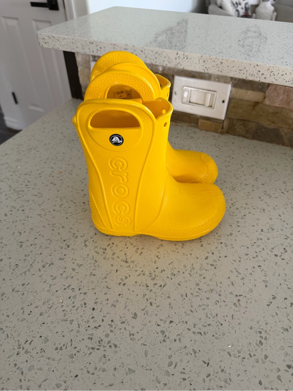 CROCS Kids Yellow Waterproof Pull-On Rain Boots